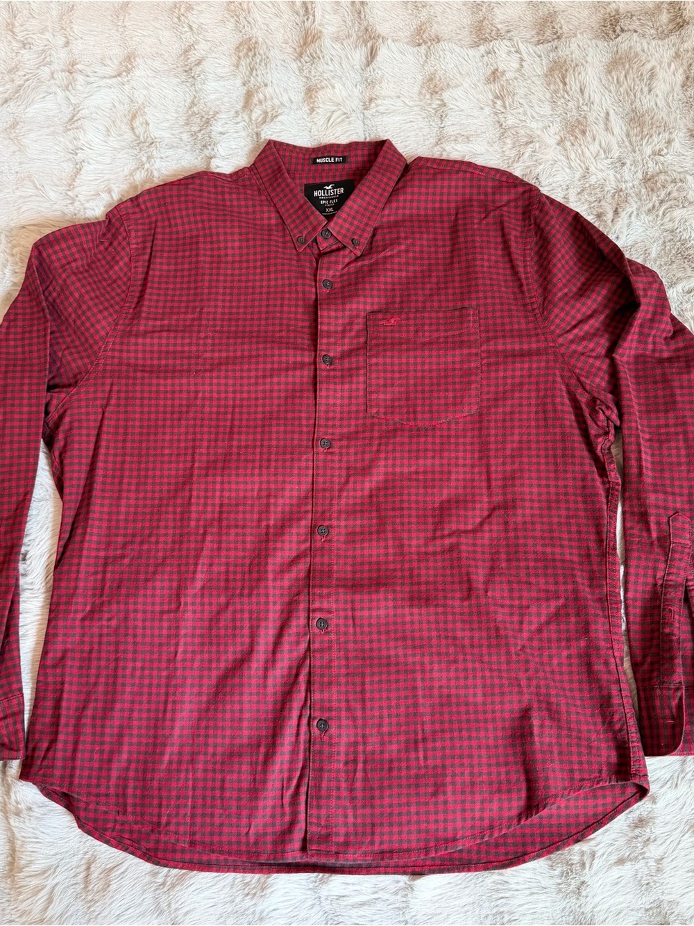 Hollister Epic Flex Muscle Fit Shirt XXL Red